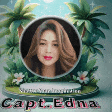 a picture of a woman in a circle with the name capt edna