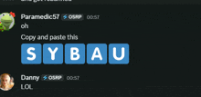 a screenshot of a chat with sybau and danny on it