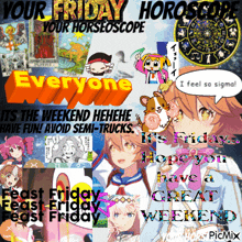 a poster that says your friday horoscope your horsescope