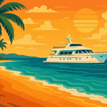 an illustration of a yacht in the ocean