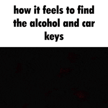 a meme that says how it feels to find alcohol and car keys