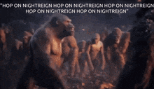 two monsters are fighting each other with the words " hop on nightreign hop on nightreign hop on nightreign " on the bottom