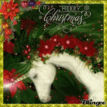Unicorn Christmas GIF - Unicorn Christmas Poinsettia GIFs