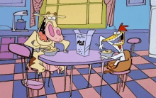 Cow And Chicken Eat GIF - Cow And Chicken Eat Breakfast GIFs