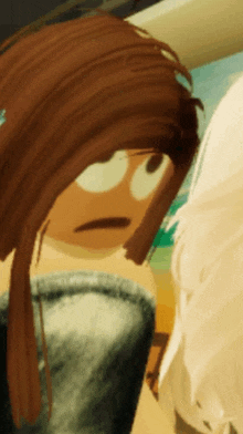 a close up of a cartoon character 's face