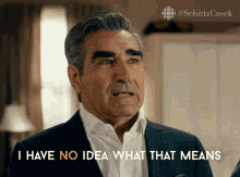 I Have No Idea What That Means Johnny Rose GIF - I Have No Idea What That Means Johnny Rose Eugene Levy GIFs