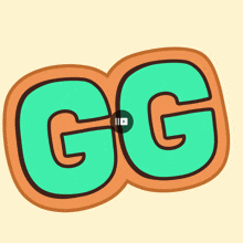 a cartoon drawing of the letters gg with a play button