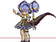 a pixel art of a girl in a dress holding a dragon .