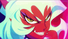 a close up of a cartoon character with a very angry look on her face