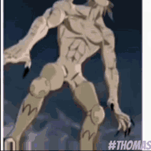 a drawing of a naked man with claws on his legs
