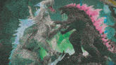 a video game screen shows two monsters fighting each other with chinese writing on it
