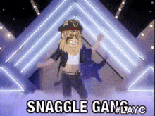 a picture of a cartoon character with the words snaggle gang #layc on the bottom