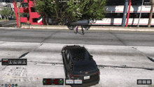 a screenshot of a video game shows a car with a california license plate that says ' xcmpae '