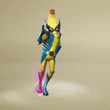 a cartoon character with a banana head and a wolverine outfit