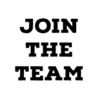 a sign that says join the team in blue and black