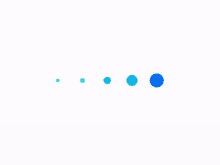 four blue circles on a white background indicate that something is loading