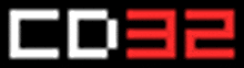 a blurred image of the word co32 in red and white on a black background