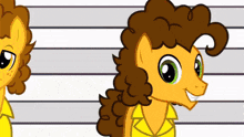a cartoon drawing of a pony with curly hair