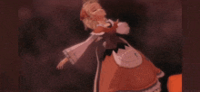 a woman in a red dress is falling down