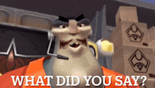 a cartoon character with a microphone and the words what did you say