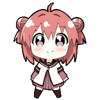 a drawing of a girl with pink hair and a white shirt