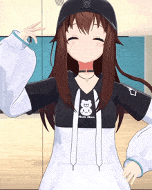 a cartoon girl wearing a nun nun sweatshirt