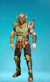 a video game character with a beard and horns