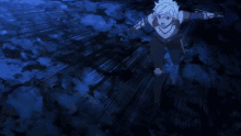 a girl with white hair is flying through the air with the words sajou no hana in the corner