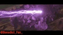 a purple lightning bolt is being projected from benedict_fan_