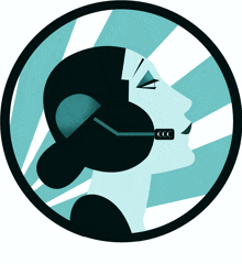 an illustration of a woman wearing a headset that says ccc on it