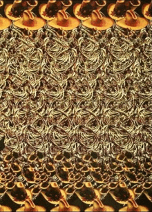 a pattern of cowboy hats and skulls on a brown background