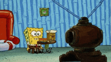 Spongebob Spongebob Watching Tv GIF - Spongebob Spongebob Watching Tv Spongebob Kicking Feet GIFs