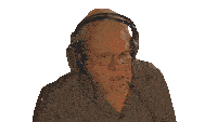 a man wearing headphones with the words it 's a party below him