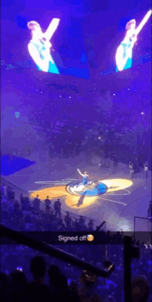 a snapchat of a basketball game with the words signed off on the bottom right