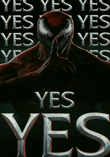 a poster for venom 2 says yes in silver letters