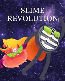 a poster for slime revolution with a cartoon character