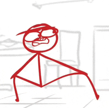 a drawing of a stick figure with a hat on