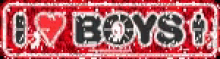 a red background with the words i love boys in black letters