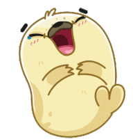 a cartoon seal with its mouth open and tears coming out of its eyes