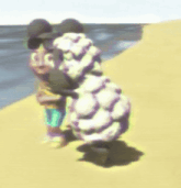 a man wearing sunglasses is hugging a stuffed animal