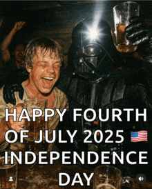 a picture of darth vader and luke skywalker celebrating july 4th 2025 independence day