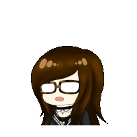 a cartoon of a girl wearing glasses with a question mark next to her