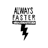a black and white logo with a lightning bolt and the words `` always faster ''