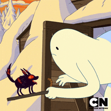 a cartoon of a ghost and a dog from cn