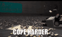a computer generated image with the words cope harder written on it
