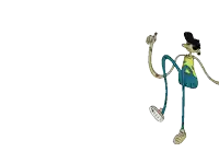 a cartoon character with long legs is giving a thumbs up sign