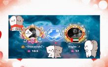 a screenshot of a video game with danayah and right in the middle