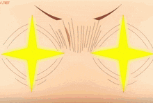 a close up of a cartoon character 's face with a star in his eyes