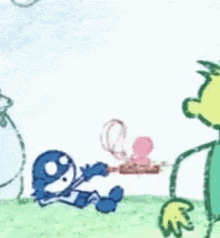 a cartoon drawing of a man smoking a cigarette and a balloon