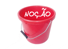 a red plastic bucket with the word nocao on it